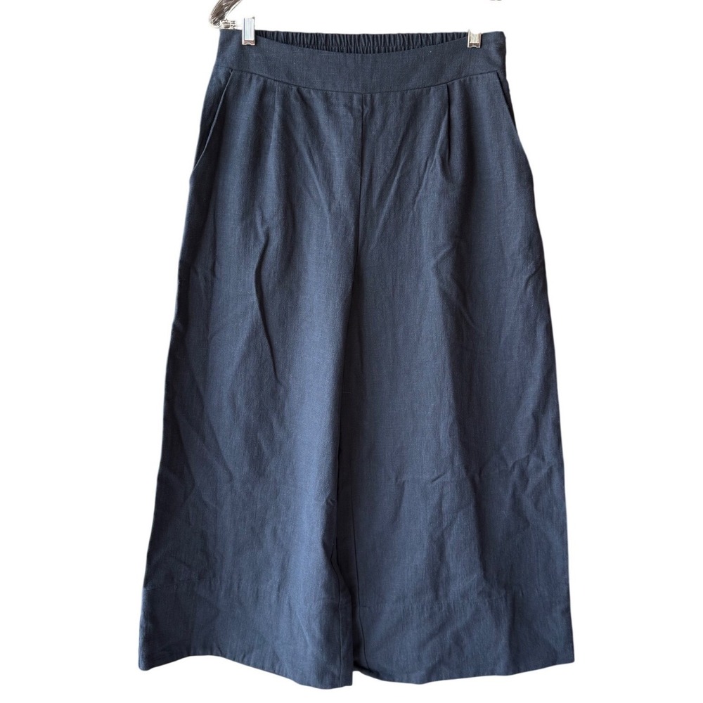 Gibsonlook Linen Blend Wide Leg Cropped Pants Navy Size Medium New